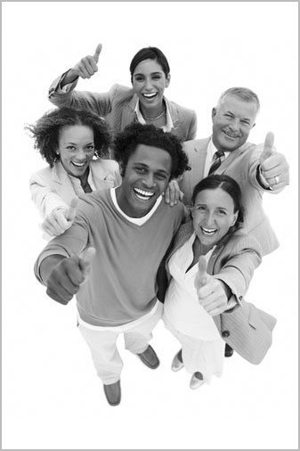 A group of people with their thumbs up